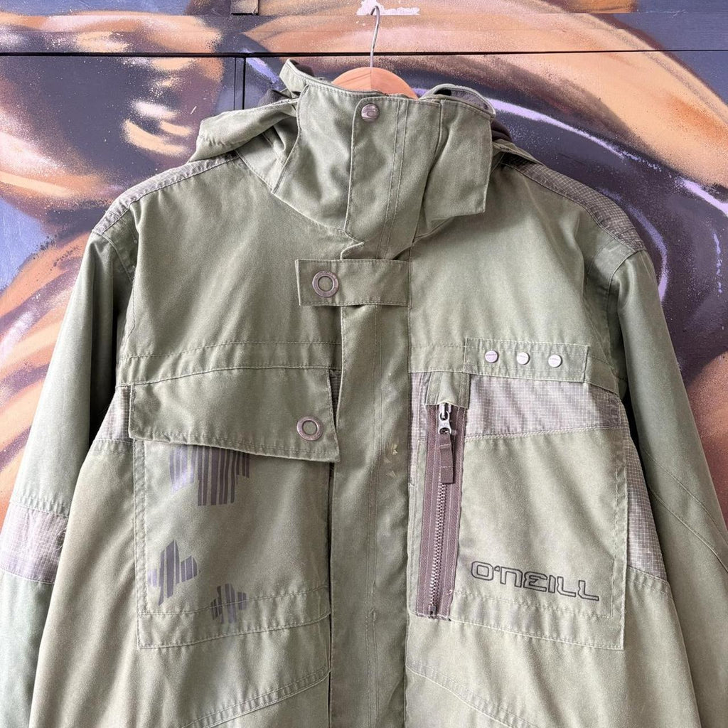 Vintage O’Neill Ski Jacket Mens Large Green Waterproof Technical Snow Coat 90s Y2K
