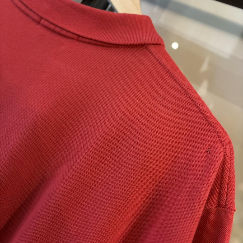 POL421F - Vintage Retro Ralph Lauren Plain Red Polo Shirt Short Sleeve collared button up top  #Y2K #preppy #chiefkeef #oldmoney #ralphlauren