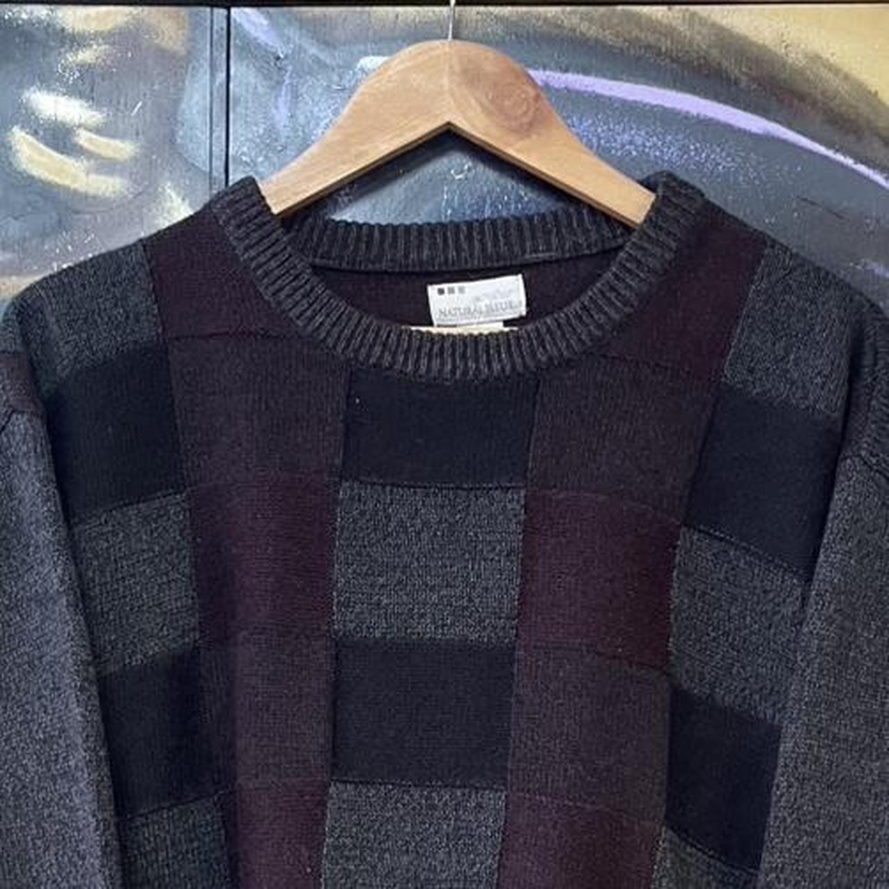 Vintage Funky Check Pattern Knit Sweater Jumper
