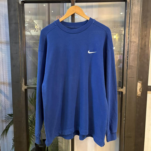 0325H20UP - Vintage Retro Essential Blue Nike Crewneck Jumper Sweatshirt with  embroidered swoosh logo #90s #sportswear #essential #y2k #nike