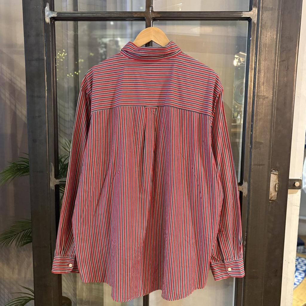 RLS206F - Vintage Ralph Lauren Chaps Red Striped Longsleeve collared button up polo shirt top #Y2K #preppy #chiefkeef #smartcasual #oldmoney