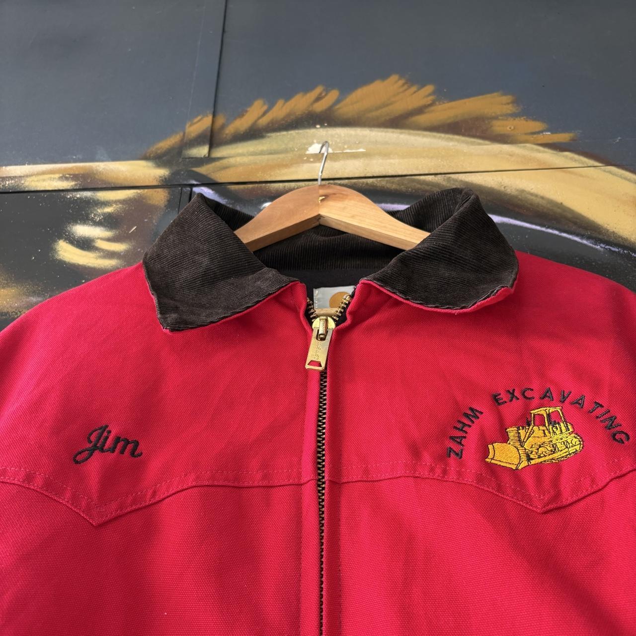Vintage Carhartt Jacket Mens XL Red Santa Fe Full Zip Corduroy Collar Canvas Heavyweight Carhartt Style Coat 90s Y2K