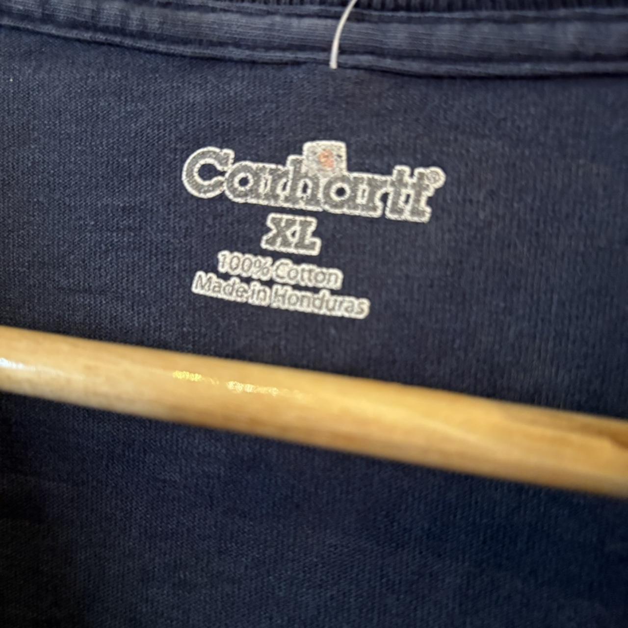TEE518F - Vintage Retro Essential Navy Carhartt Longsleeve Graphic Print Top Tee T-shirt with embroidered patch logo #skater #longsleeve #carhartt #y2k #graphic