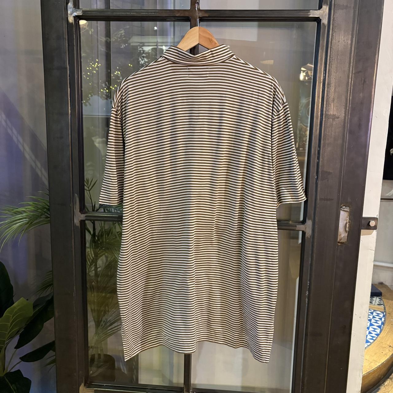 POL326 - Vintage Retro Ralph Lauren Striped Brown Cream Pocket Polo Shirt Short Sleeve collared button up top #Y2K #preppy #chiefkeef #oldmoney #ralphlauren
