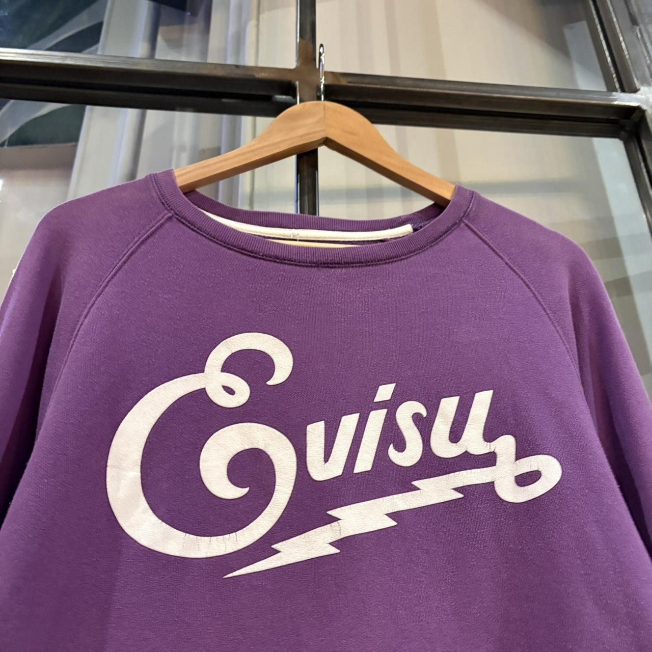 SWT107-P - Vintage Retro Essential Purple Evisu Crewneck Jumper Sweatshirt with spell out print logo #sweat #japanese #essential #y2k #evisu