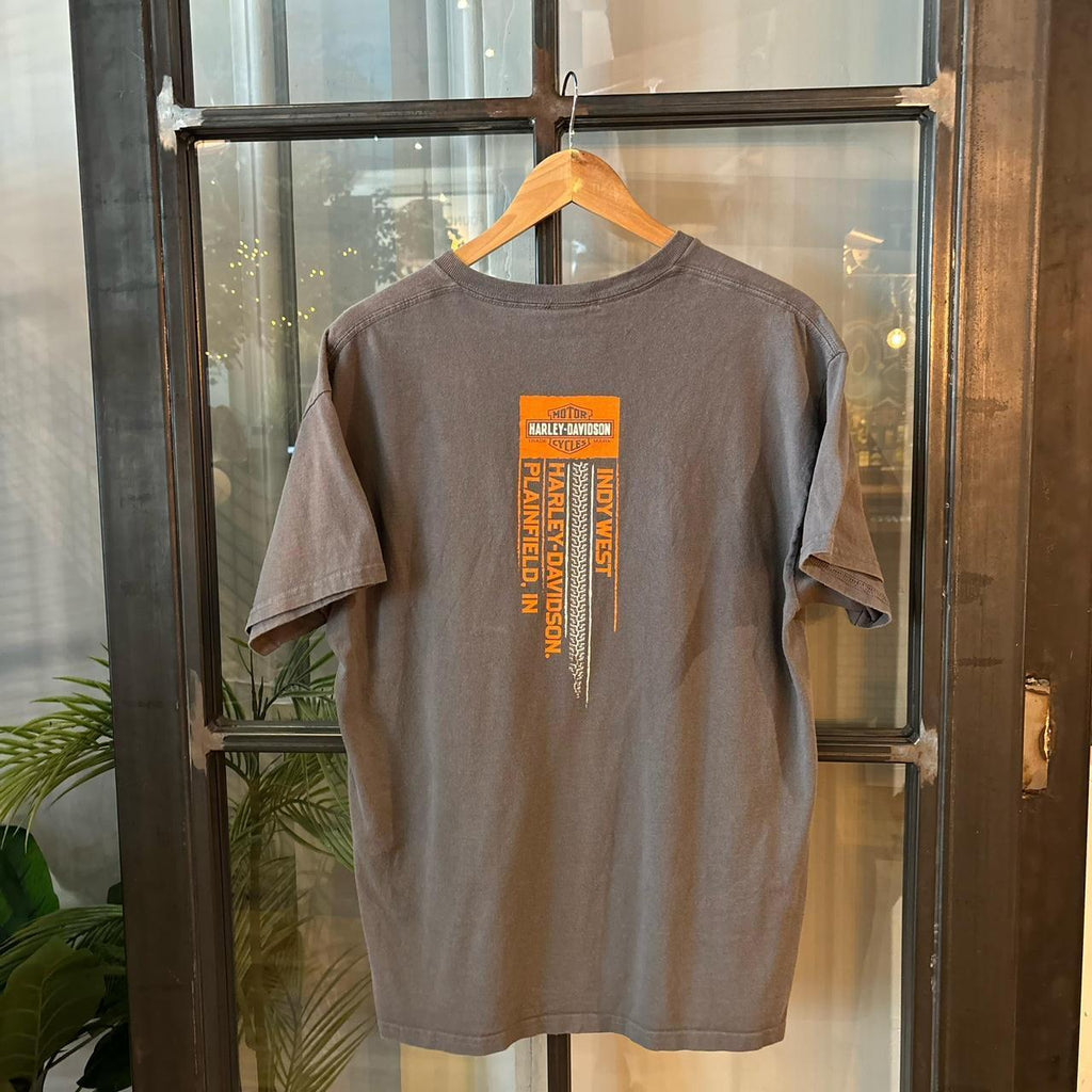 0325A52U - Vintage Retro Essential Grey Harley Davidson Spellout Graphic Print Pocket Top Tee T-shirt #90s #graphic #motorcycles #harleydavidson #biker