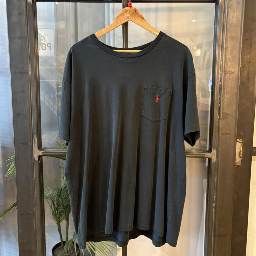 BR2409I-F - Vintage Retro Essential Navy Polo Ralph Lauren Plain Single Stitch Pocket Top Tee T-shirt #90s #preppy #top #poloralphlauren #basic