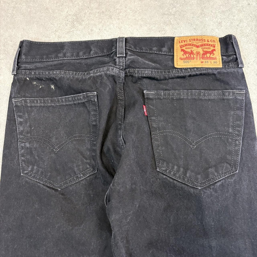 Vintage Levi's 505 Jeans Mens 32x30 Black Denim Wash Straight Leg Trousers Cowboy Western USA 90s Y2K