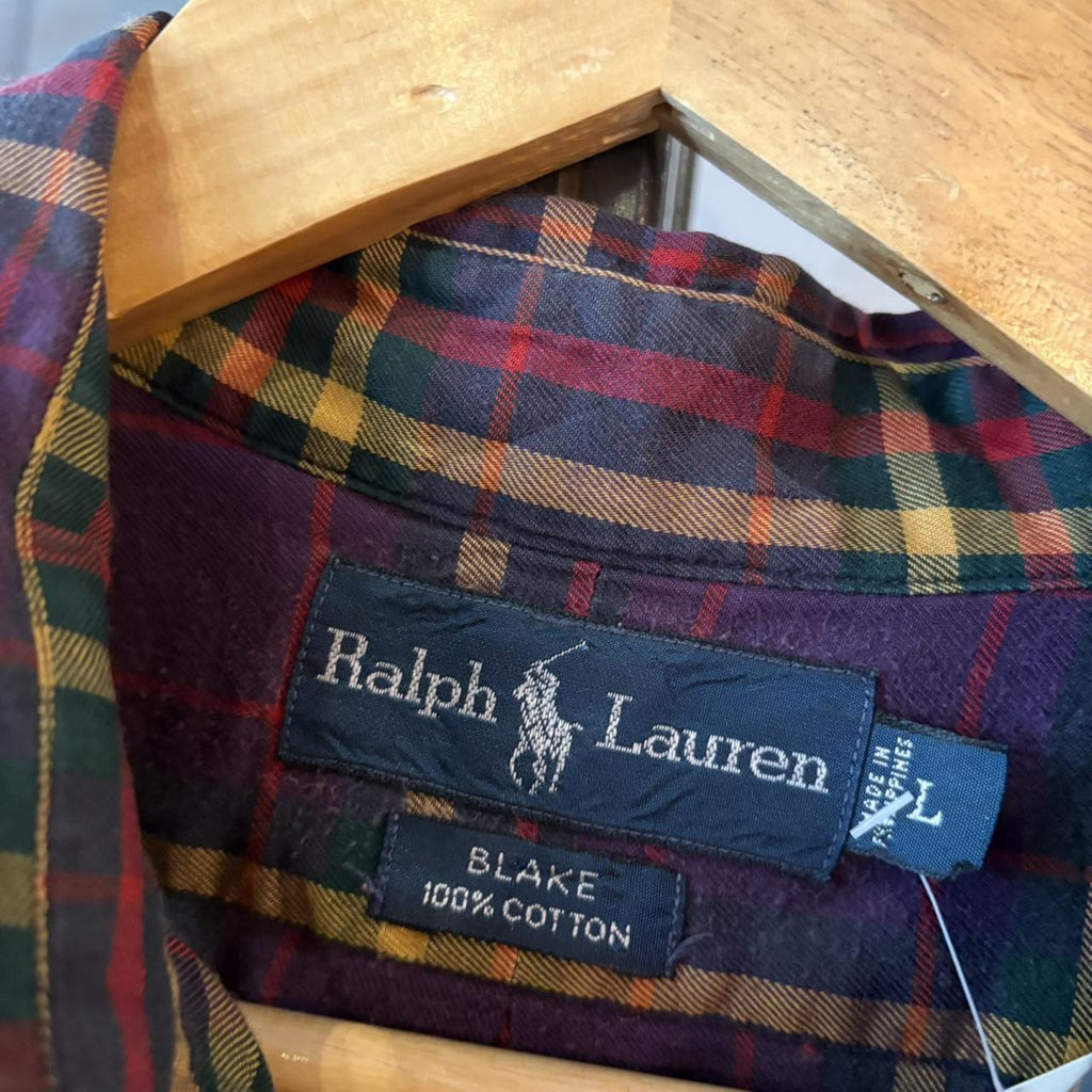 0425E05F - Vintage Ralph Lauren Purple Check Longsleeve collared button up polo shirt top #Y2K #preppy #chiefkeef #smartcasual #oldmoney