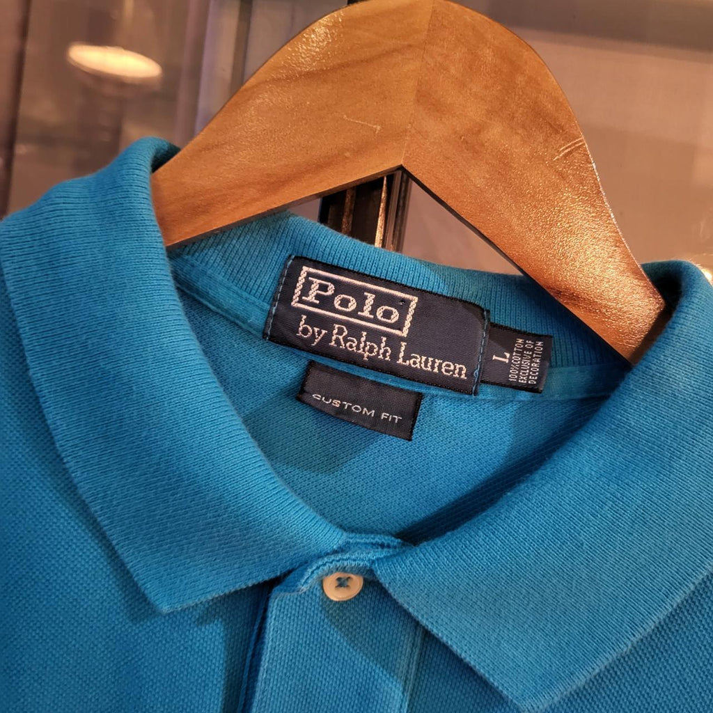POL160 - Vintage Ralph Lauren Blue Polo Shirt Short Sleeve collared button up top #Y2K #preppy #chiefkeef #golf