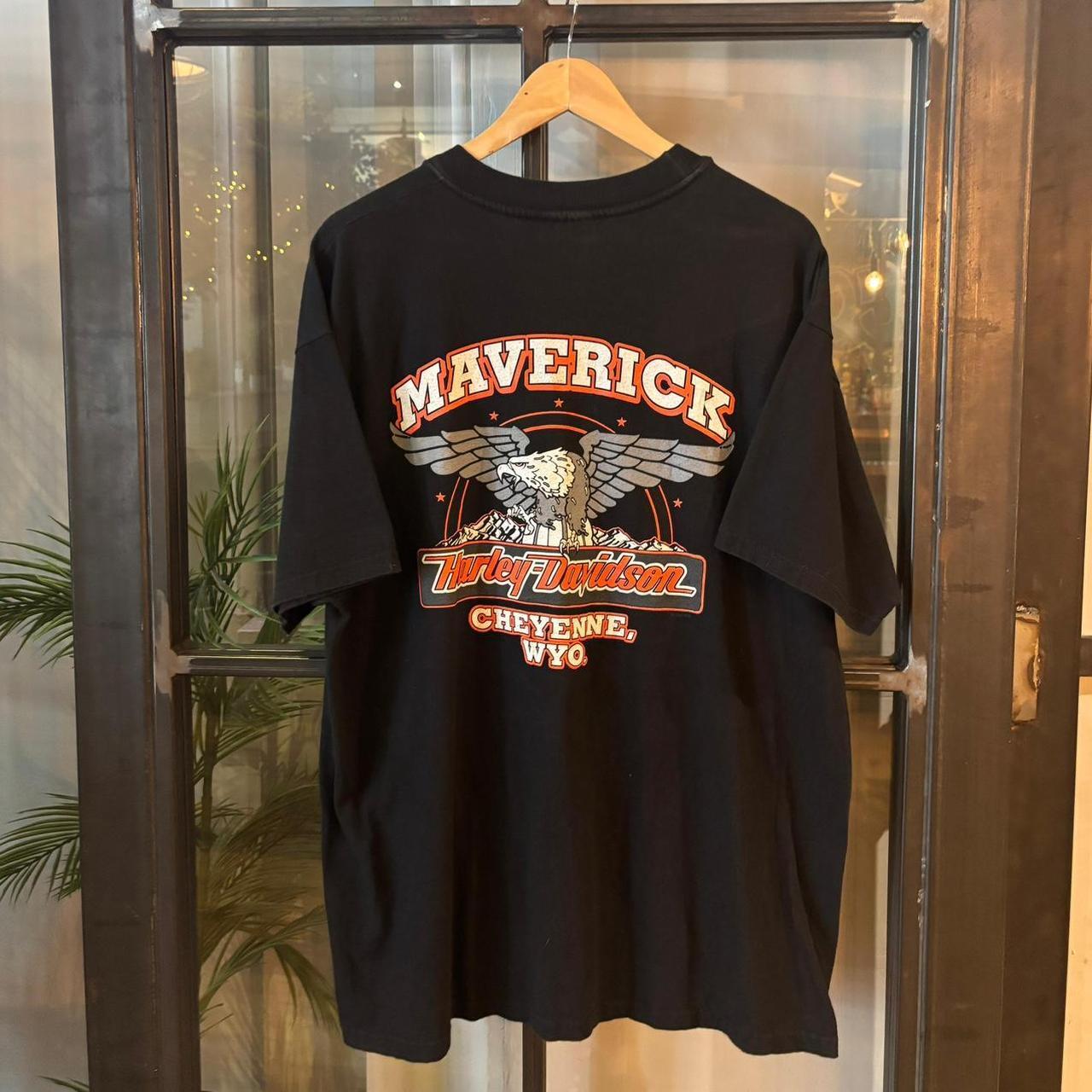 TEE442F -  Vintage Retro Essential Harley Davidson Cheyenne Wyo Maverick Black Graphic Print Eagle Top Tee T-shirt #graphic #motorcycles #biker #harley #harleydavidson