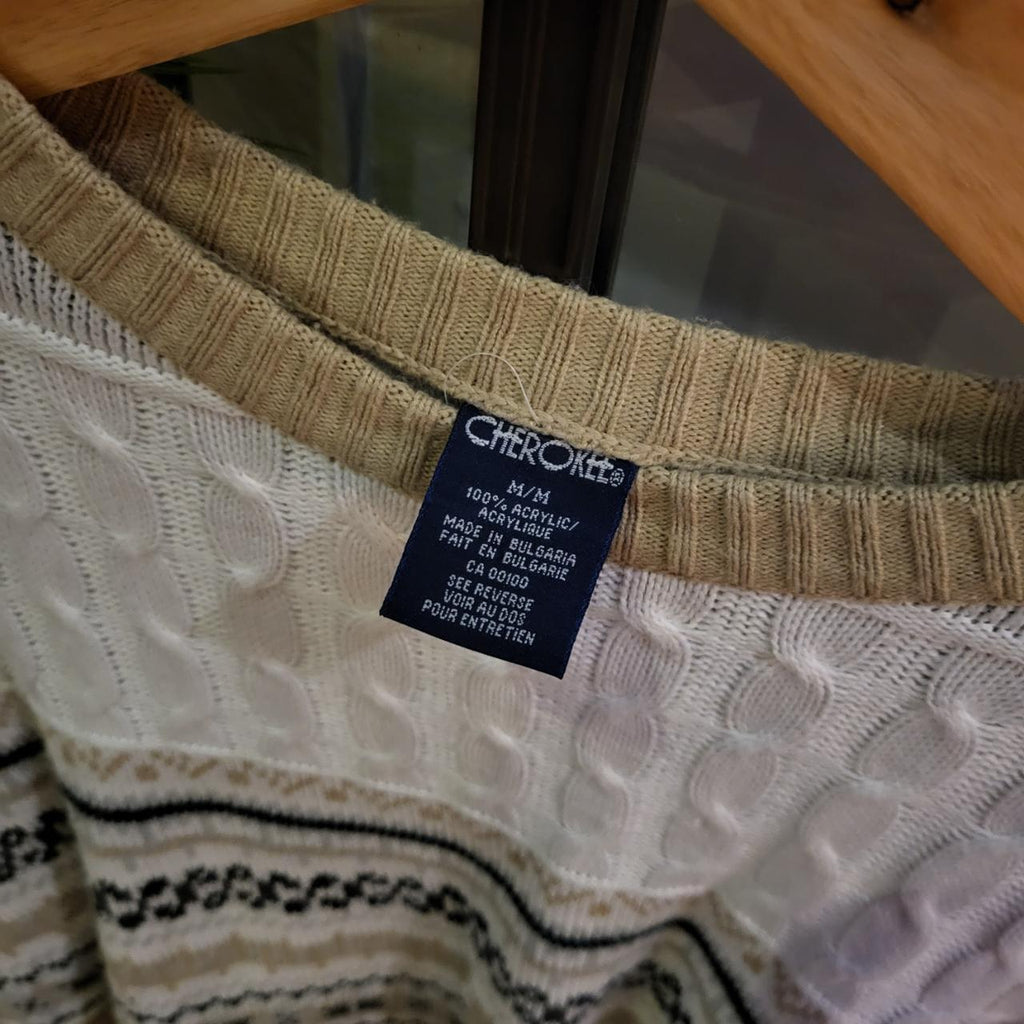 WDB061 - Vintage Retro Beige Cream grandad knit Patterned Sweatshirt Knitwear sweater Jumper #hiphop #coogi #biggie #grandad #sweater
