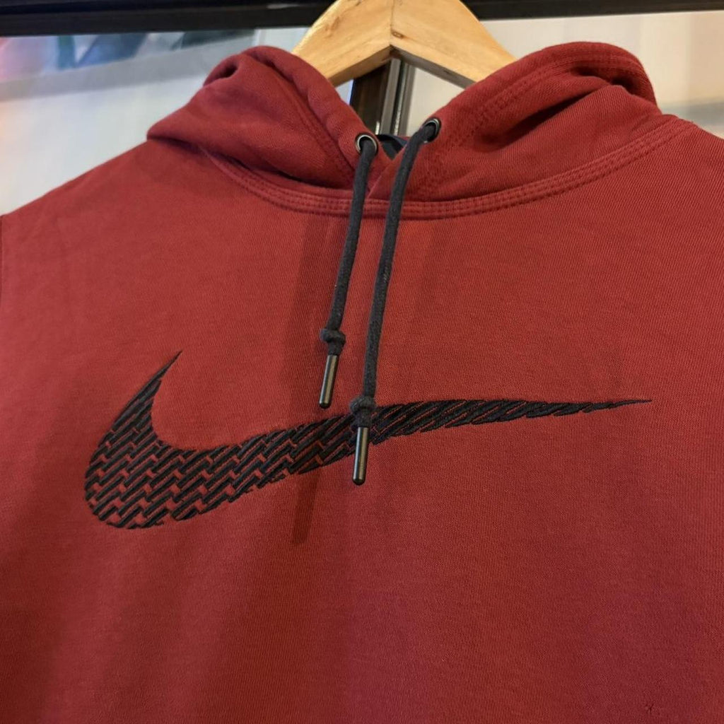 Vintage Retro Essential Burgundy Nike Sweatshirt Hoodie with embroidered geometric swoosh logo #90s #sportswear #essential #nike #y2k