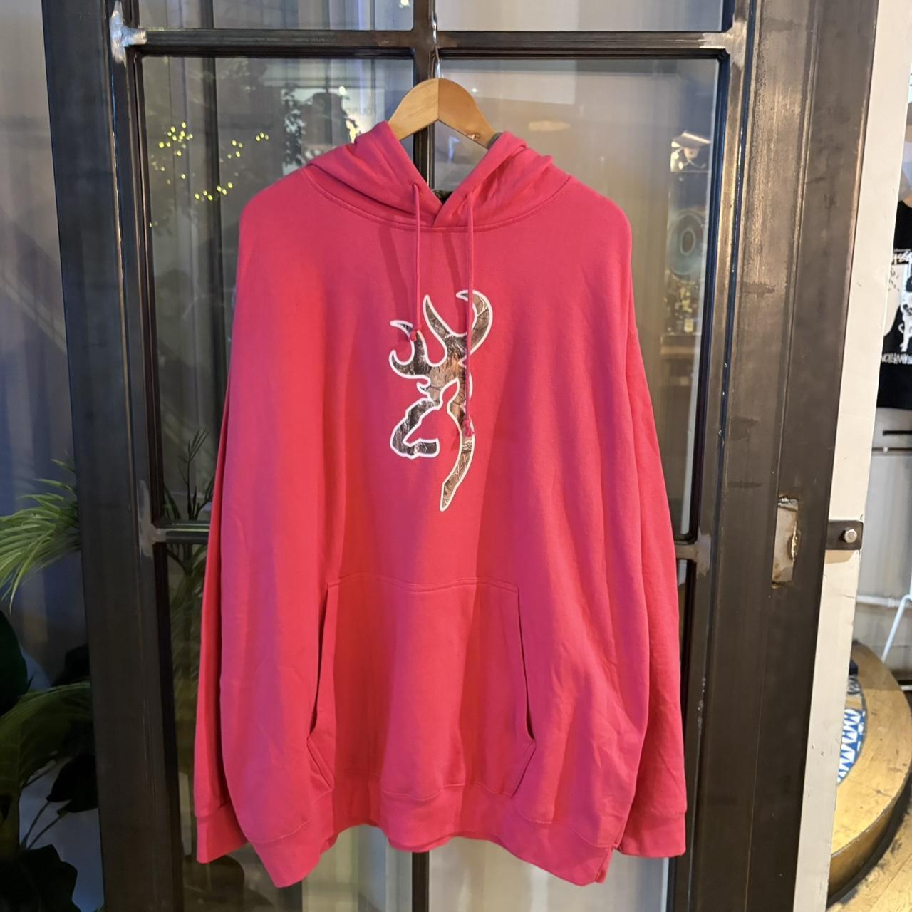 RTT274BR - Vintage Retro Essential Pink Browning Sweatshirt Hoodie with big spellout print logo #90s #sportswear #essential #browning #y2k