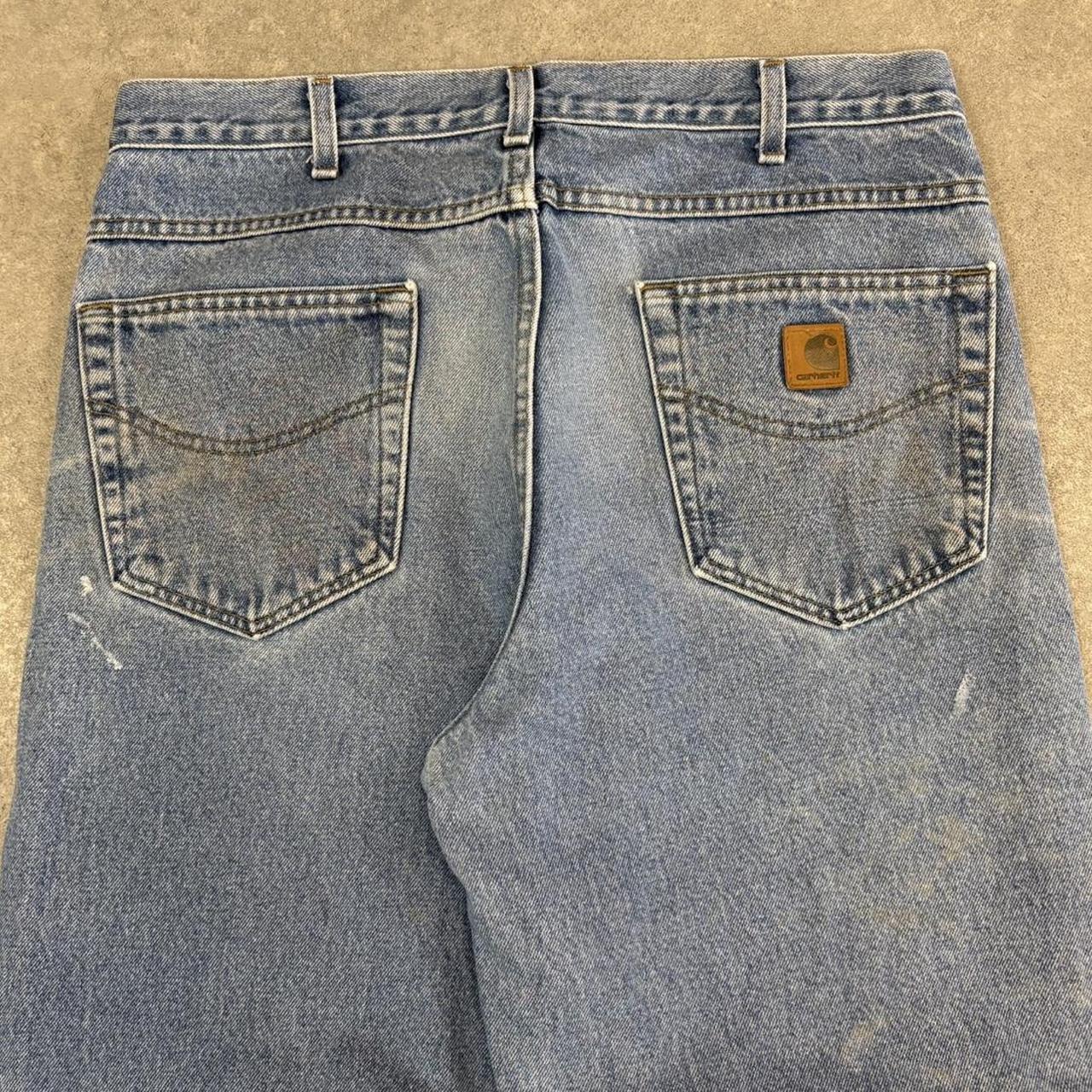 Vintage Light Blue Wash Carhartt Jeans Mens 36” Relaxed Denim Trousers Skate Western Vintage Y2K 90s