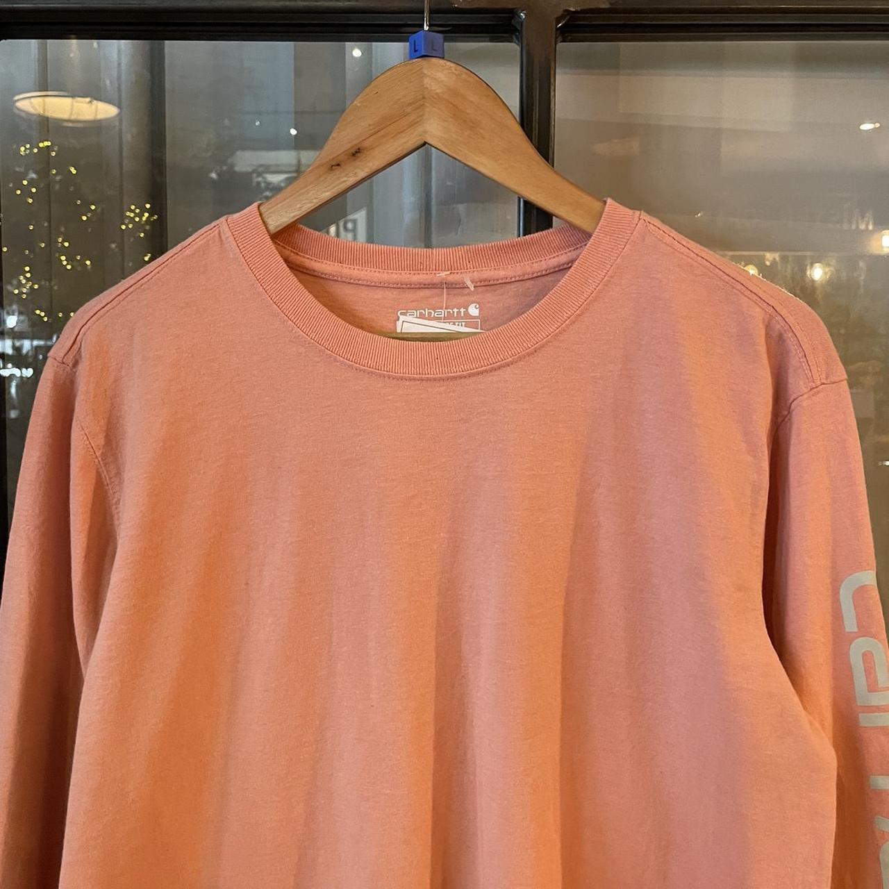 0125C94P - Vintage Retro Essential Peach Carhartt Longsleeve Graphic Print Top Tee T-shirt #90s #graphic #top #essential #carhartt