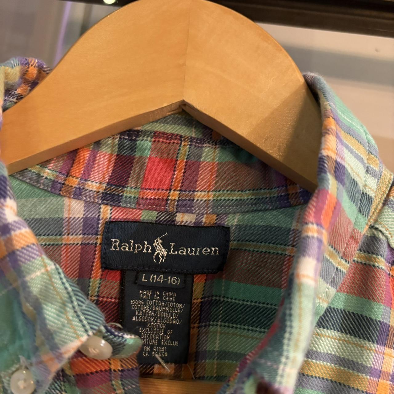 RLS121-P - Vintage Ralph Lauren Green Red Check Longsleeve collared button shirt up top #Y2K #preppy #chiefkeef #smartcasual #oldmoney