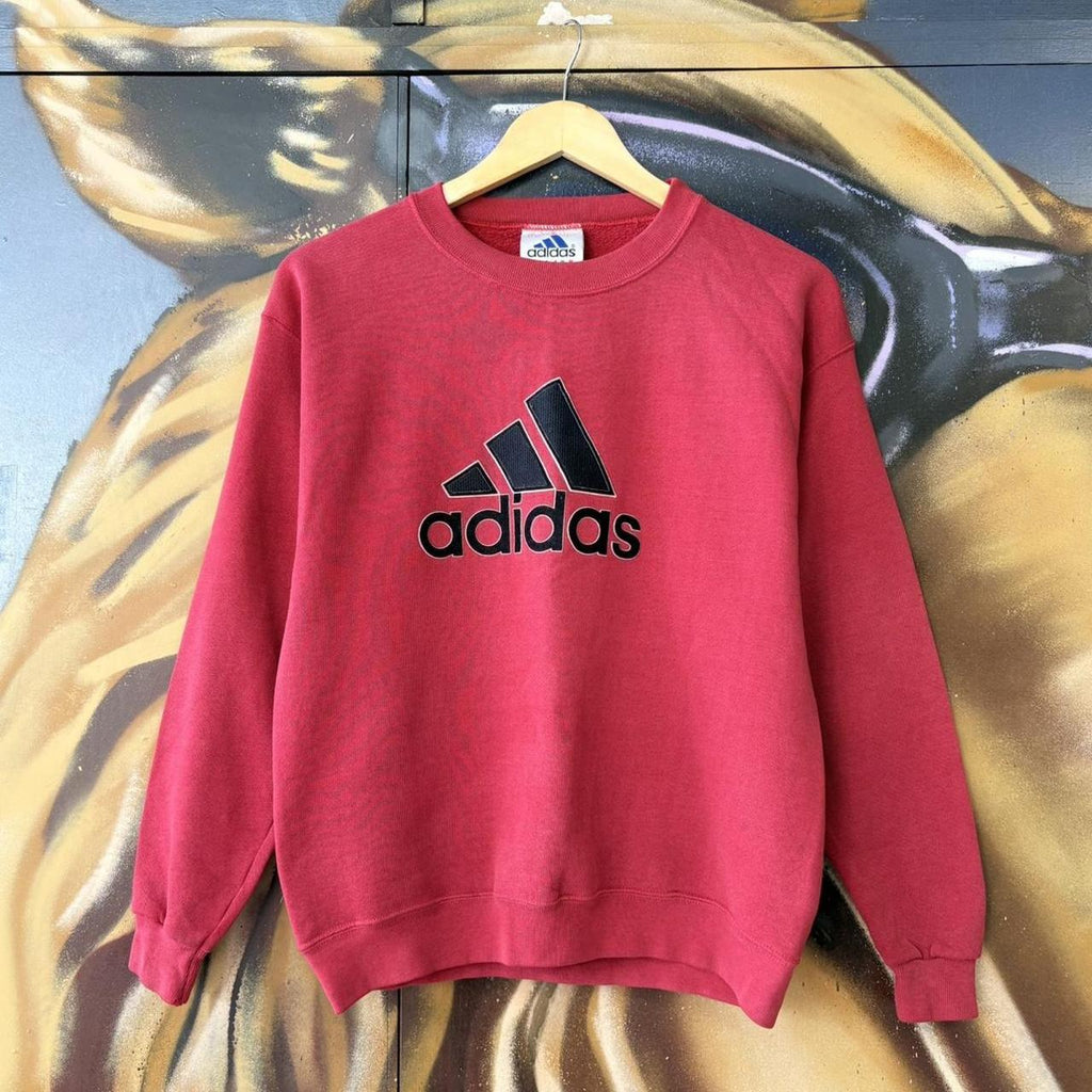 Vintage Adidas Red Sweatshirt Big Logo Spell Out Crewneck