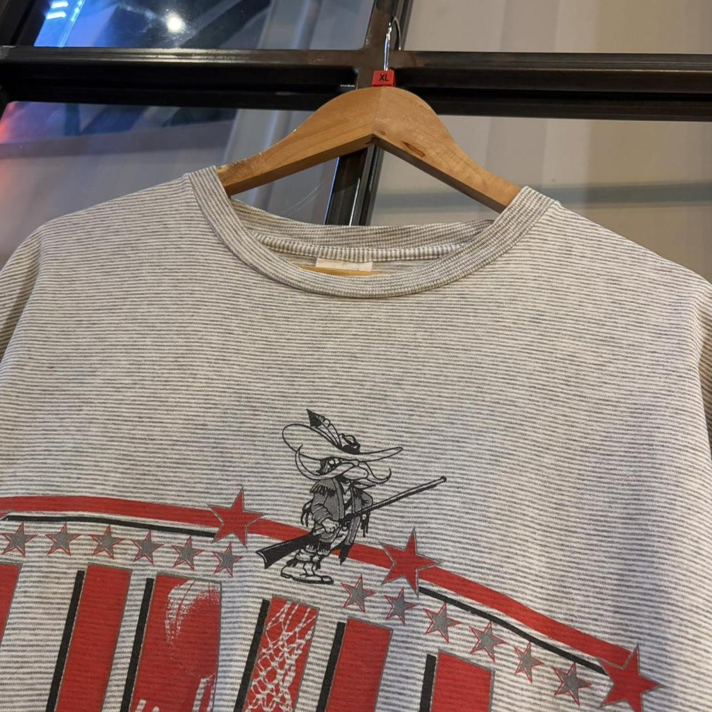 ADN0101N-P - Vintage Retro Essential Grey Striped UNLV Rebels American Football University of Nevada Graphic Print Single Stitch Top Tee T-shirt #90s #graphic #singlestitch #unlv #nevada