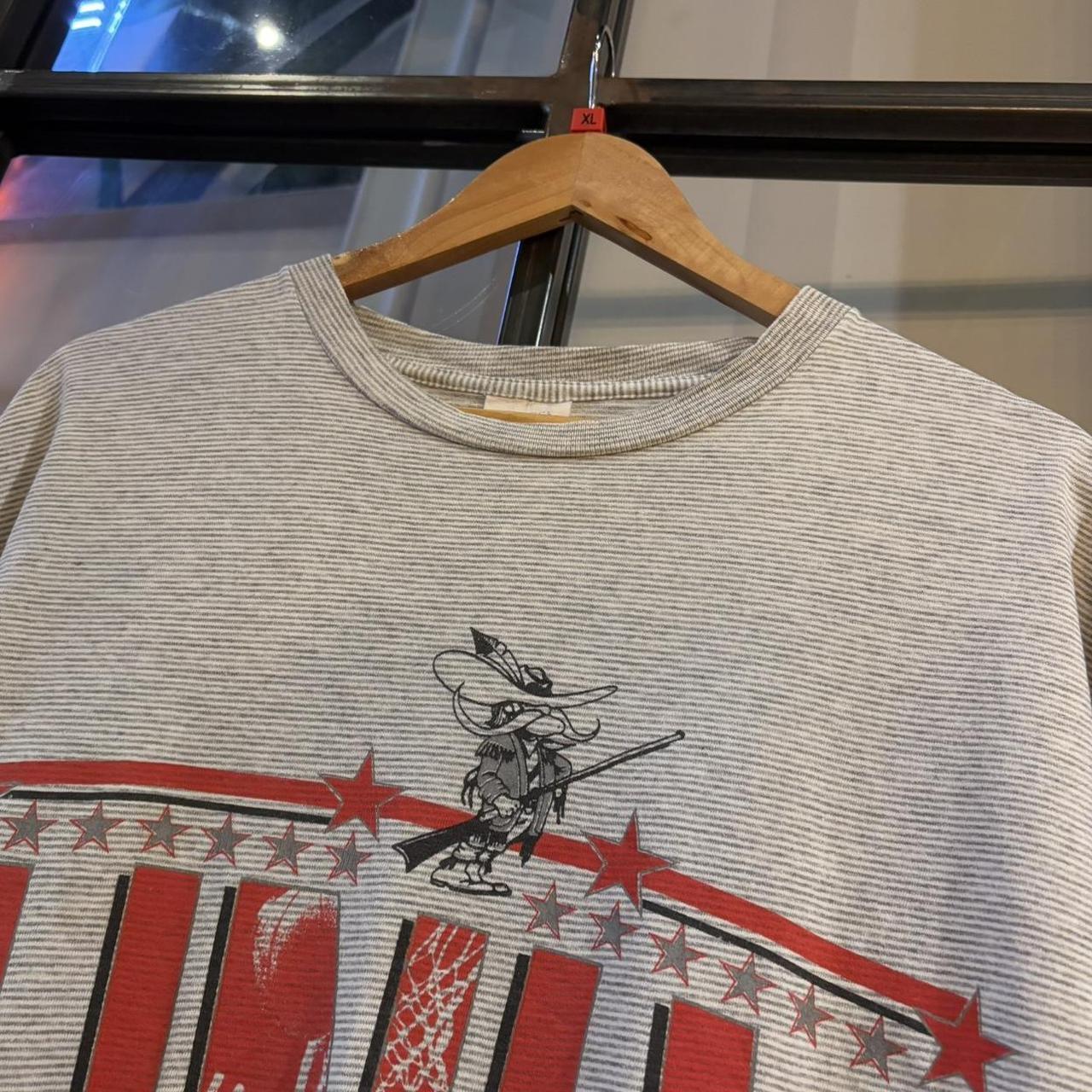 ADN0101N-P - Vintage Retro Essential Grey Striped UNLV Rebels American Football University of Nevada Graphic Print Single Stitch Top Tee T-shirt #90s #graphic #singlestitch #unlv #nevada