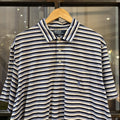 BR1912AEL-F - Vintage Retro Ralph Lauren Light Blue, Navy and White Striped Polo Shirt Short Sleeve collared button up top  #Y2K #preppy #chiefkeef #oldmoney #ralphlauren