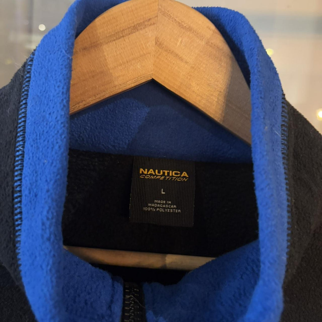 SWT724F - Vintage Retro Essential Black Nautica 1/4 Zip Jumper Sweatshirt with  embroidered logo #90s #sportswear #essential #y2k #nautica