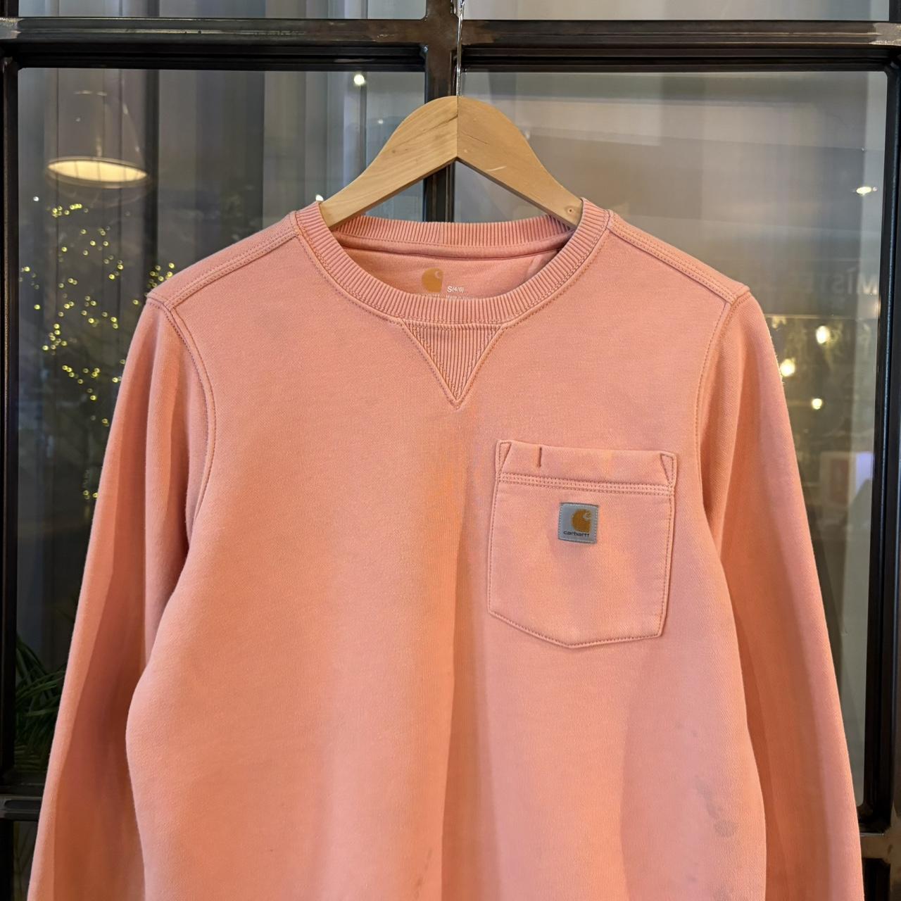 SWT611BR - Vintage Retro Essential Peach Carhartt Crewneck Jumper Sweatshirt with embroidered patch pocket logo #workwear #skater #essential #y2k #carhartt