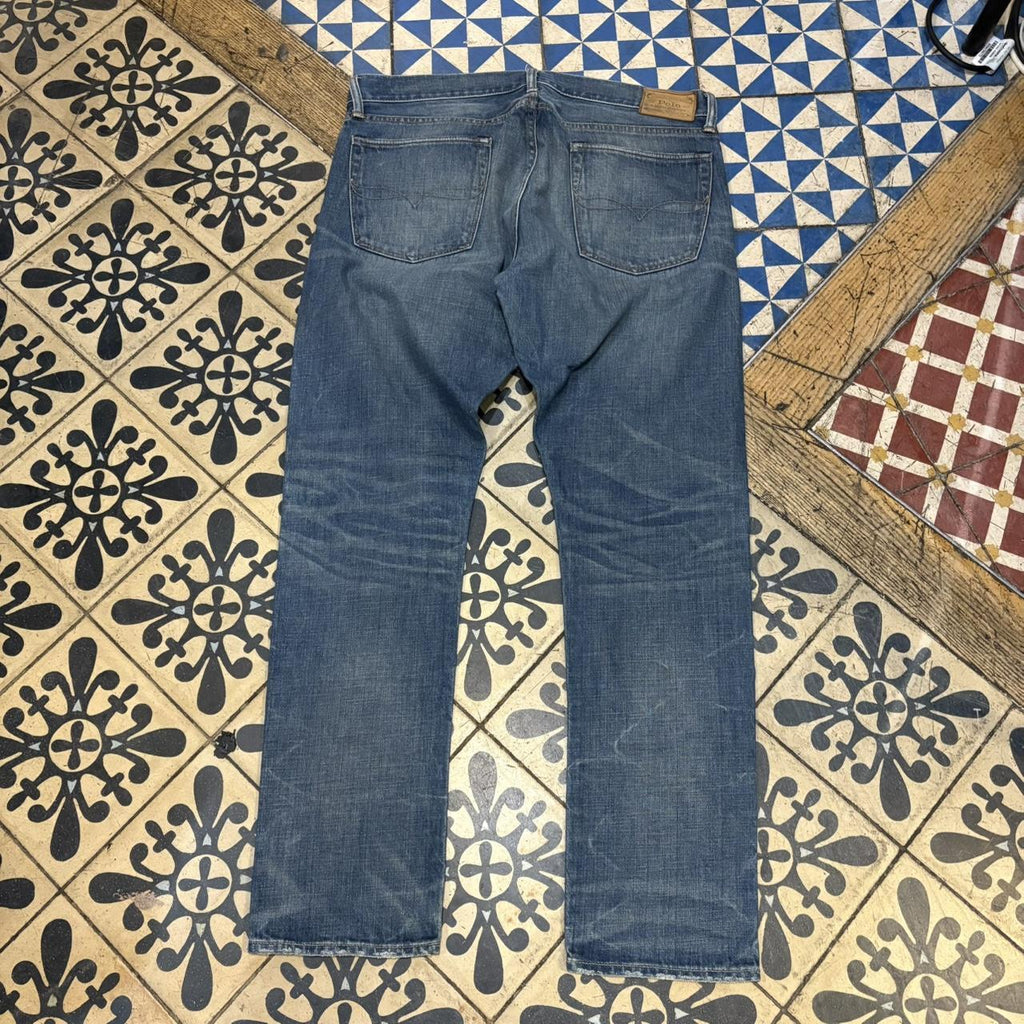 TRW478F - Vintage retro essential Polo Ralph Lauren Blue Wash Denim Jeans Trousers pants #denim #straightleg #poloralphlauren