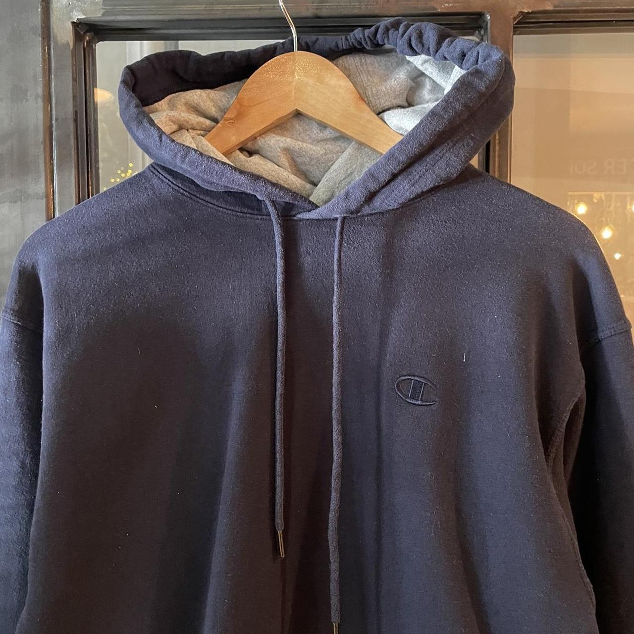 1224A23BR - Vintage Retro Essential Navy Chanpion Sweatshirt Hoodie with big spellout embroidered logo #90s #sportswear #essential #champion #y2k
