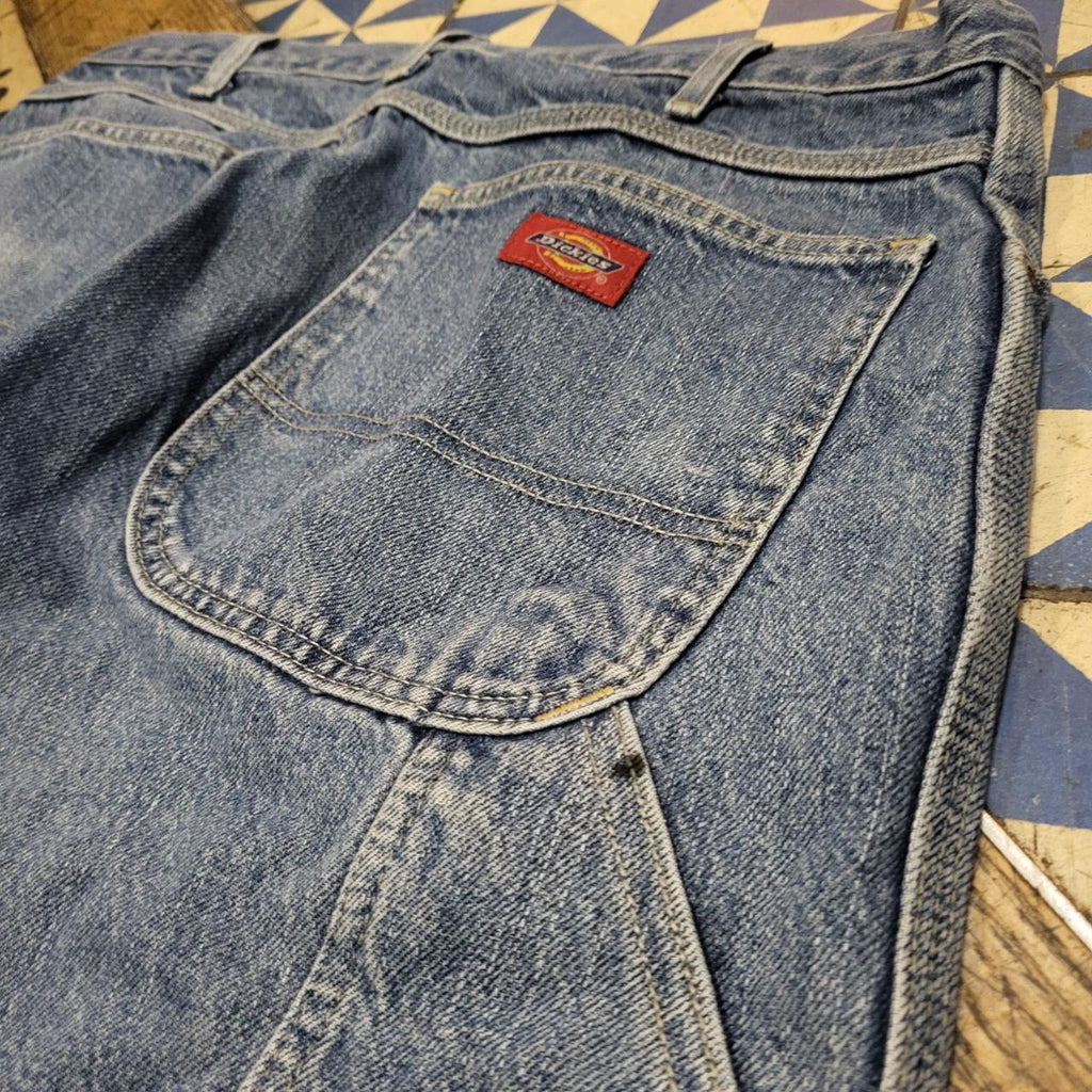 JNS214BR - Vintage retro essential Dickies Carpenter Blue Wash Denim Jeans Trousers pants #denim #dickies #carpenter #denimjeans #skater