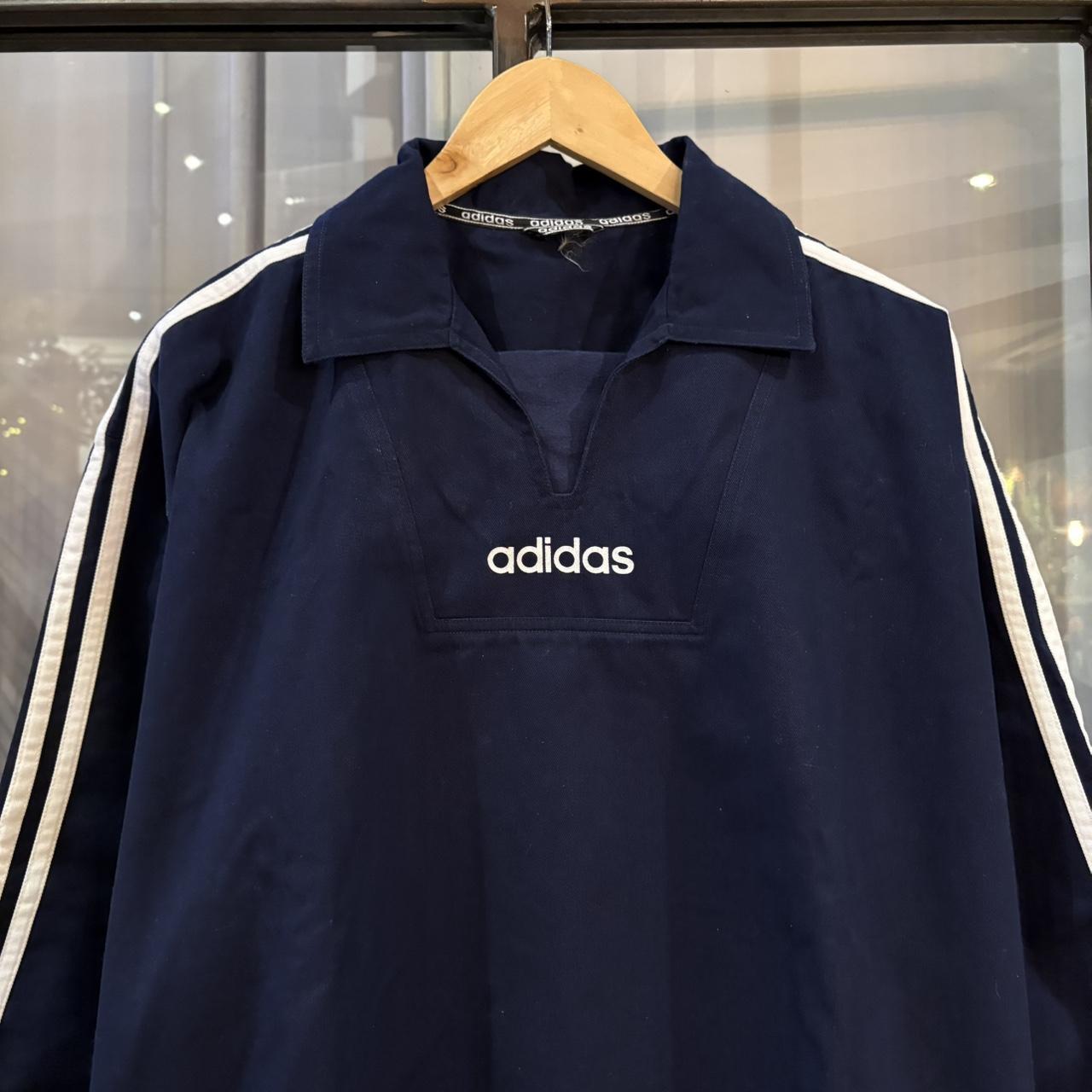 MES1901I-F - Vintage Navy Blue Adidas Drill Sweatshirt Mens Size Small Jumper 90s Football Training Pullover