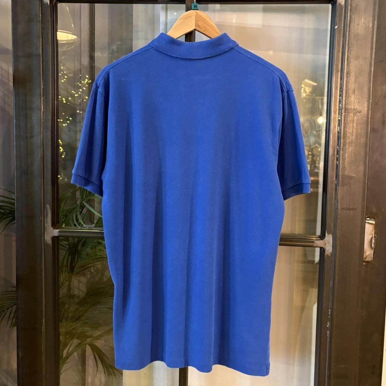 POL436-F - Vintage Retro Ralph Lauren Plain Blue Polo Shirt Short Sleeve collared button up top  #Y2K #preppy #chiefkeef #oldmoney #ralphlauren