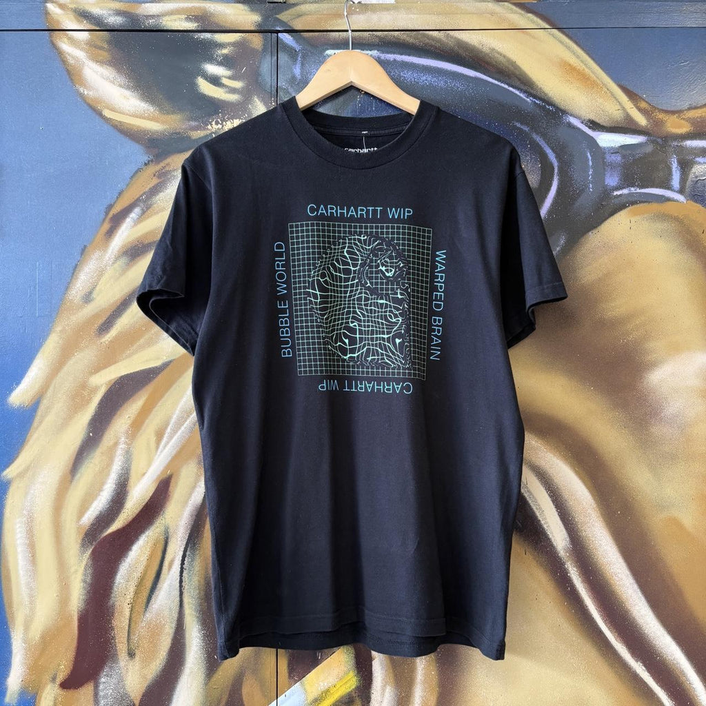 Carhartt WIP T shirt Mens Large Black Grid C Distorted Matrix Pattern Graphic Print Streetwear SkateTee Top Y2K