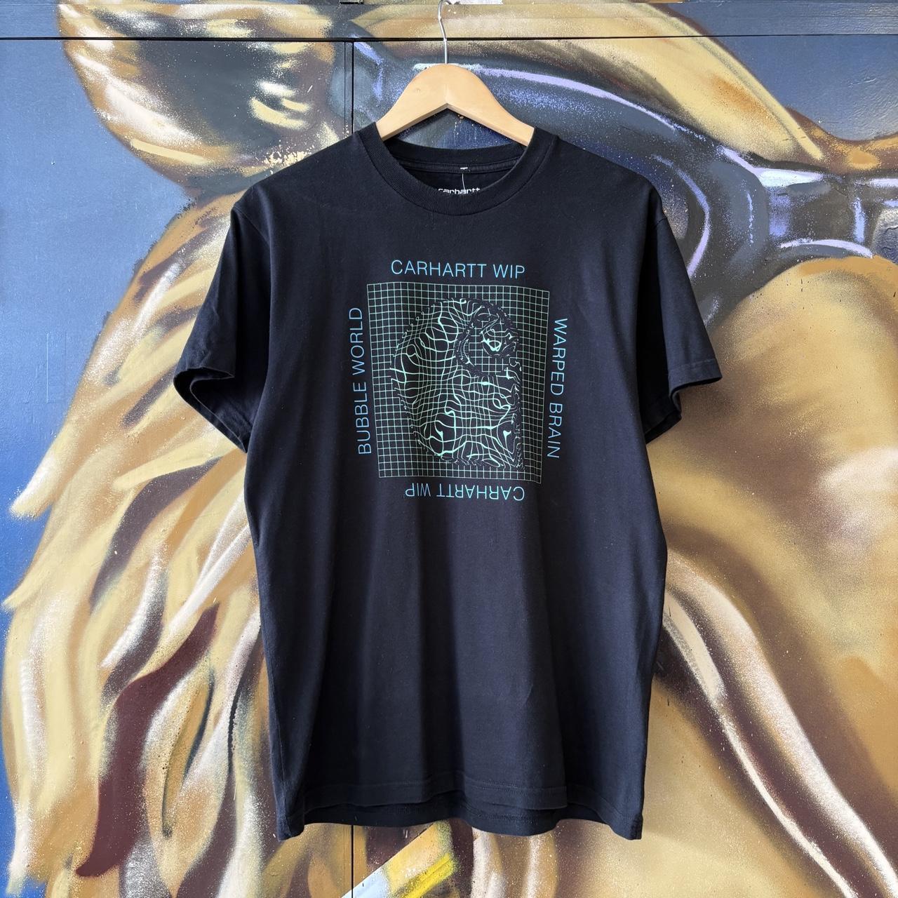 Carhartt WIP T shirt Mens Large Black Grid C Distorted Matrix Pattern Graphic Print Streetwear SkateTee Top Y2K