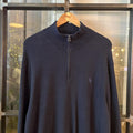 0125D76F - Vintage Retro Essential Navy Polo Ralph Lauren 1/4 Zip Fleece Jumper Sweatshirt with embroidered logo #y2k #pimacotton #poloralphlauren #oldmoney #preppy