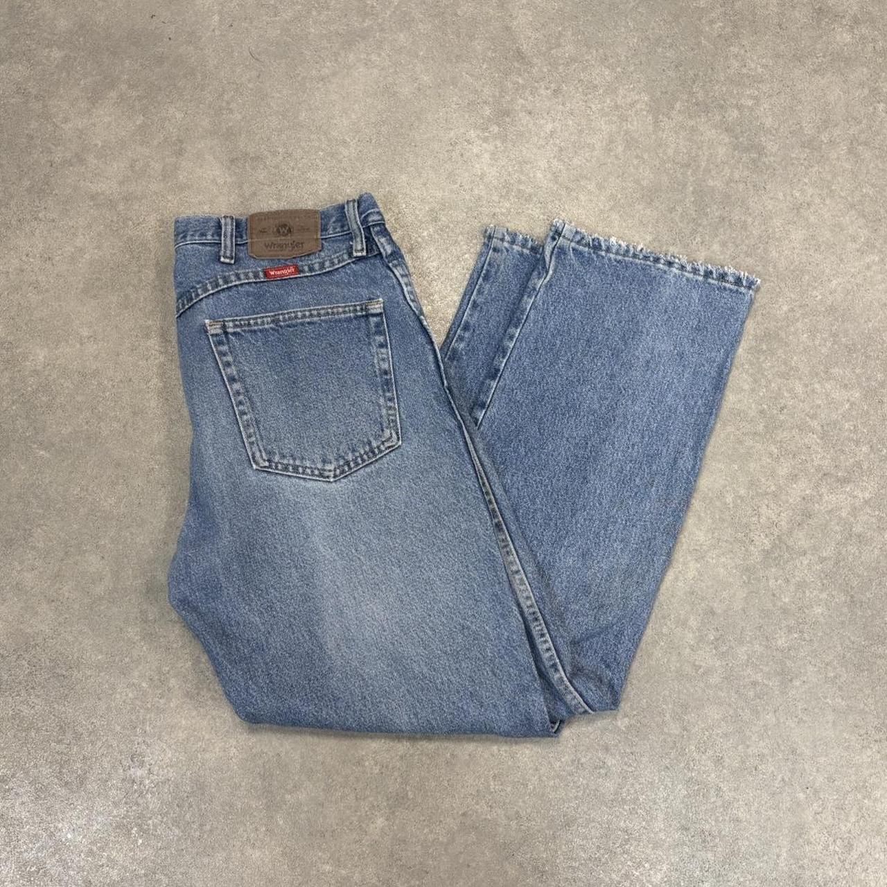 Vintage Blue Wash Wrangler Jeans Mens 34” Straight Leg Denim Trousers Skate Western Vintage Y2K 90s