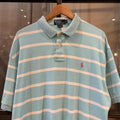 POL601-P - Vintage Ralph Lauren Light Blue Striped collared button up polo shirt top #Y2K #preppy #chiefkeef #smartcasual #oldmoney
