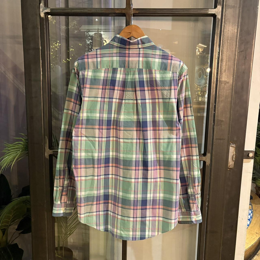 RLS120-P - Vintage Ralph Lauren Turquiose Blue Check Longsleeve shirt collared button up top #Y2K #preppy #chiefkeef #smartcasual #oldmoney