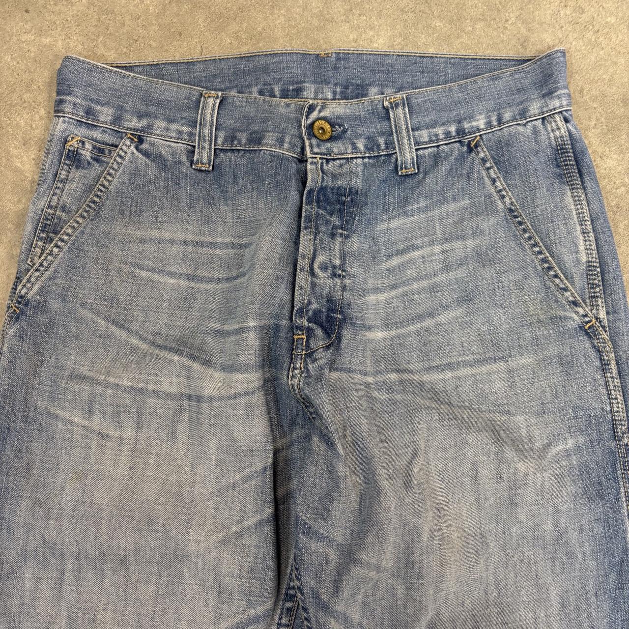 Vintage Levi’s Jorts Mens 33” Blue Wash Denim Super Long Below Knee Jean Shorts Baggy Wide Leg Skate Surf Hip Hop 00s Y2K