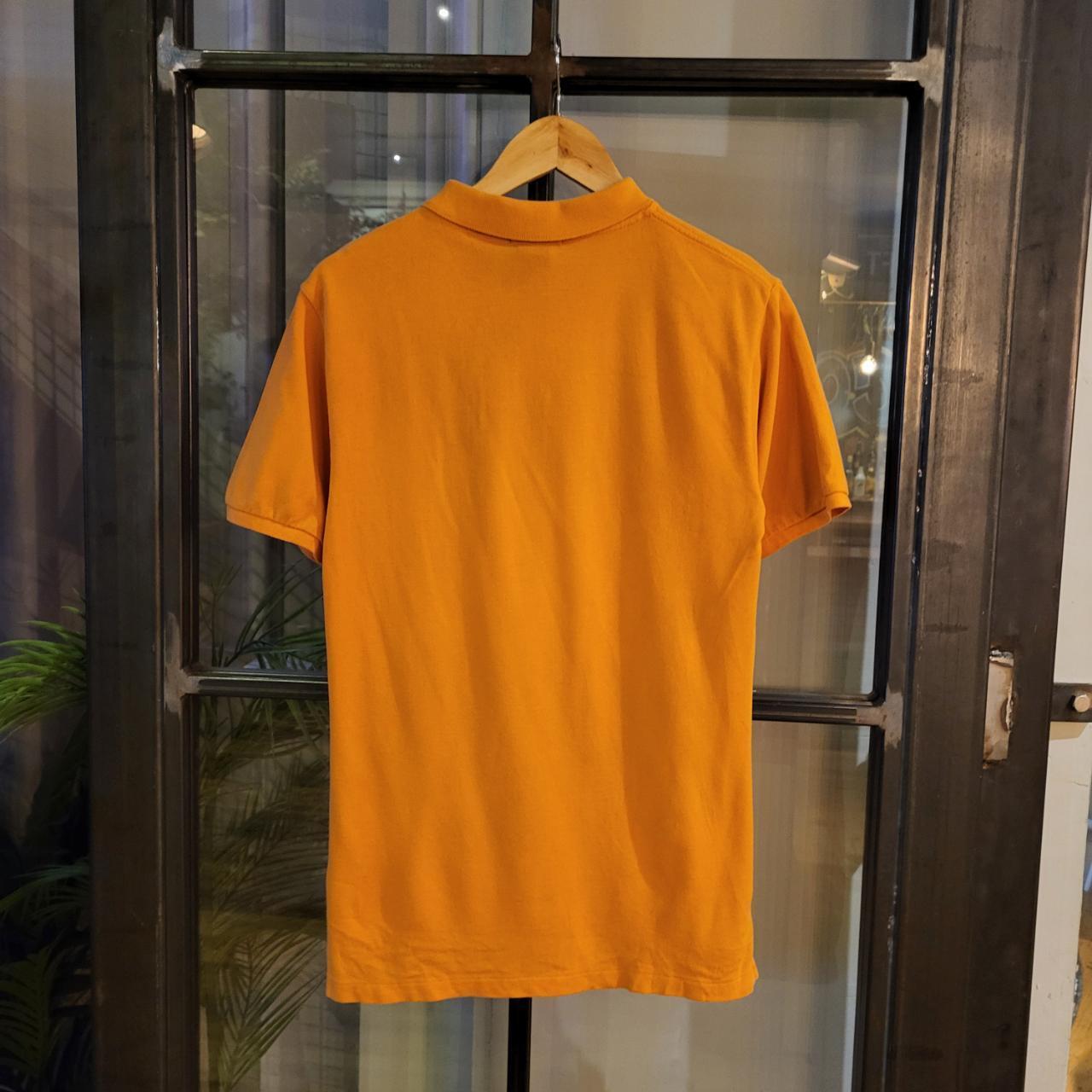 POL091-P - Vintage Ralph Lauren Orange Polo Shirt Short Sleeve collared button up top 90s Y2K Old Money Preppy Smart Casual style with embroidered spellout graphic logo of the iconic pony horse on chest