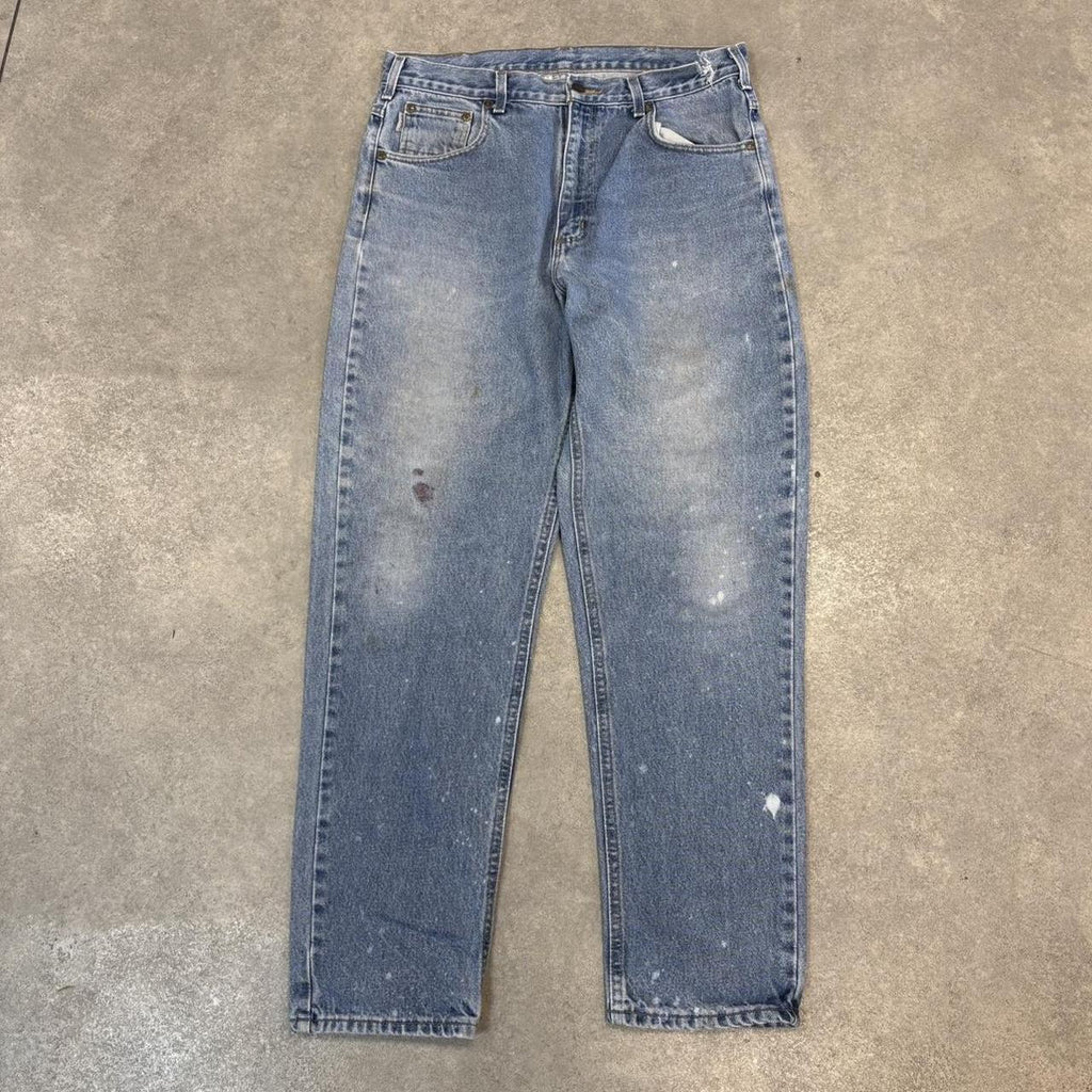 Vintage Light Blue Wash Carhartt Jeans Mens 36” Relaxed Denim Trousers Skate Western Vintage Y2K 90s