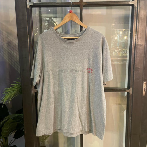 1224F89P - Vintage Retro Essential Grey Polo Sport  Print Logo Top Tee T-shirt #90s #print #top #essential #polosport