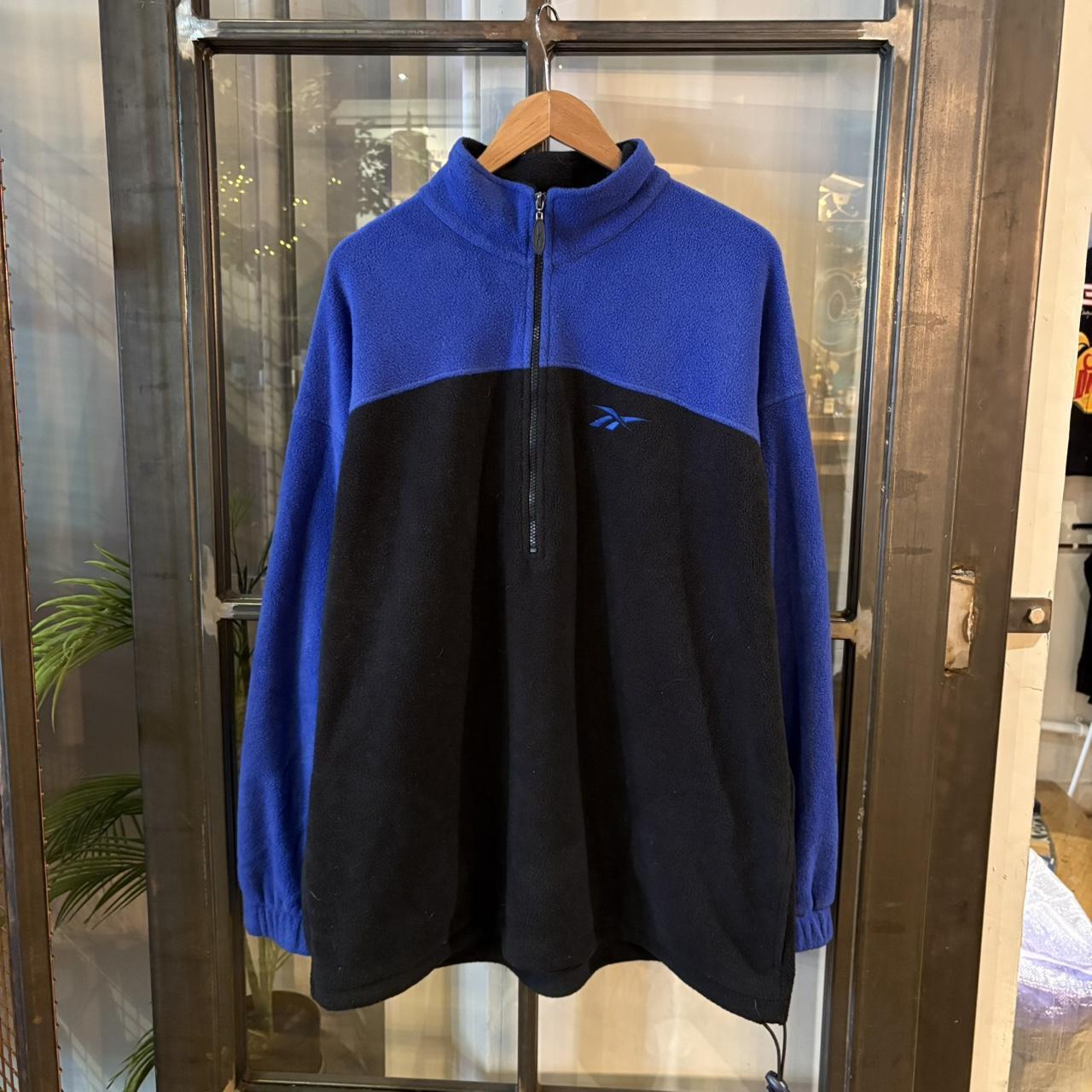 SWT609F - Vintage retro essential Blue and Black Reebok full zip up outdoor sweatshirt fleece jacket #fleece #reebok #sportswear #hike #climbing