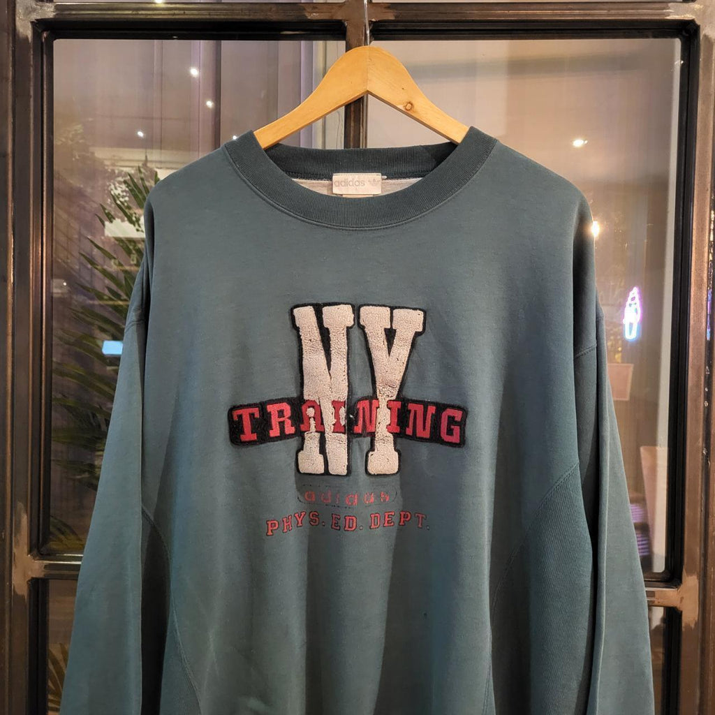 SWT103 - Vintage retro green essential Adidas Training Phys Ed Dept. patched Print sweatshirt jumper crewneck with logo #adidas #sportswear #casual