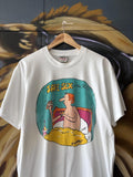 Vintage Graphic Print T shirt Mens XL White Souvenir Promo Safe Sex Funny Single Stitch Tee Top 90s