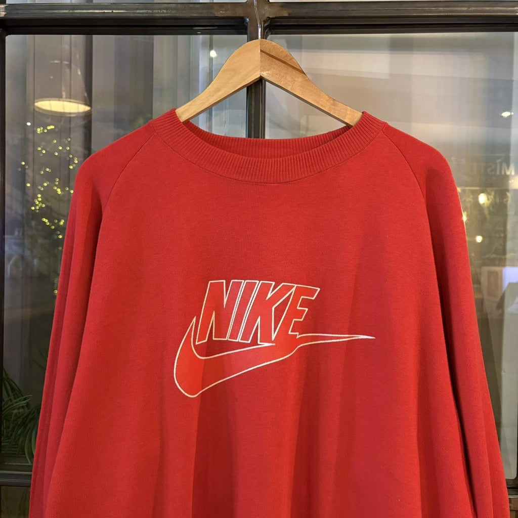Vintage Retro Essential Red 80s / 90s Nike Crewneck Jumper Sweatshirt with print logo #90s #sportswear #essential #80s #nike