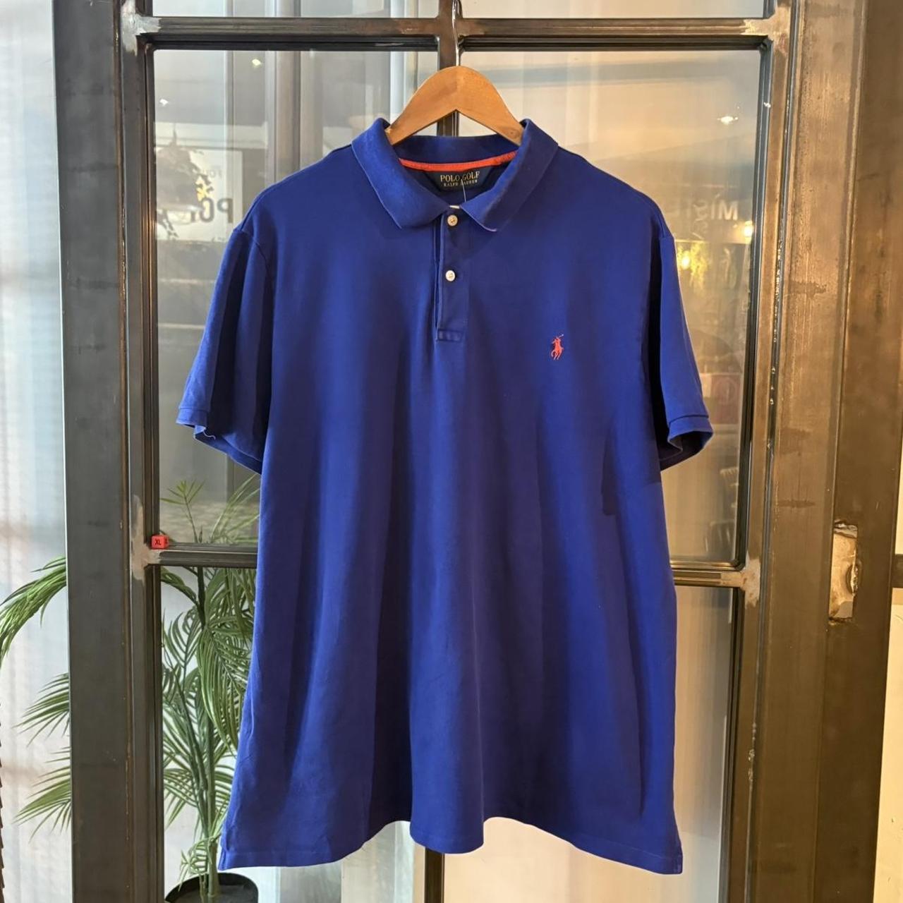 POL583F - Vintage Retro Ralph Lauren Blue Polo Shirt Short Sleeve collared button up top  #Y2K #preppy #chiefkeef #oldmoney #ralphlauren