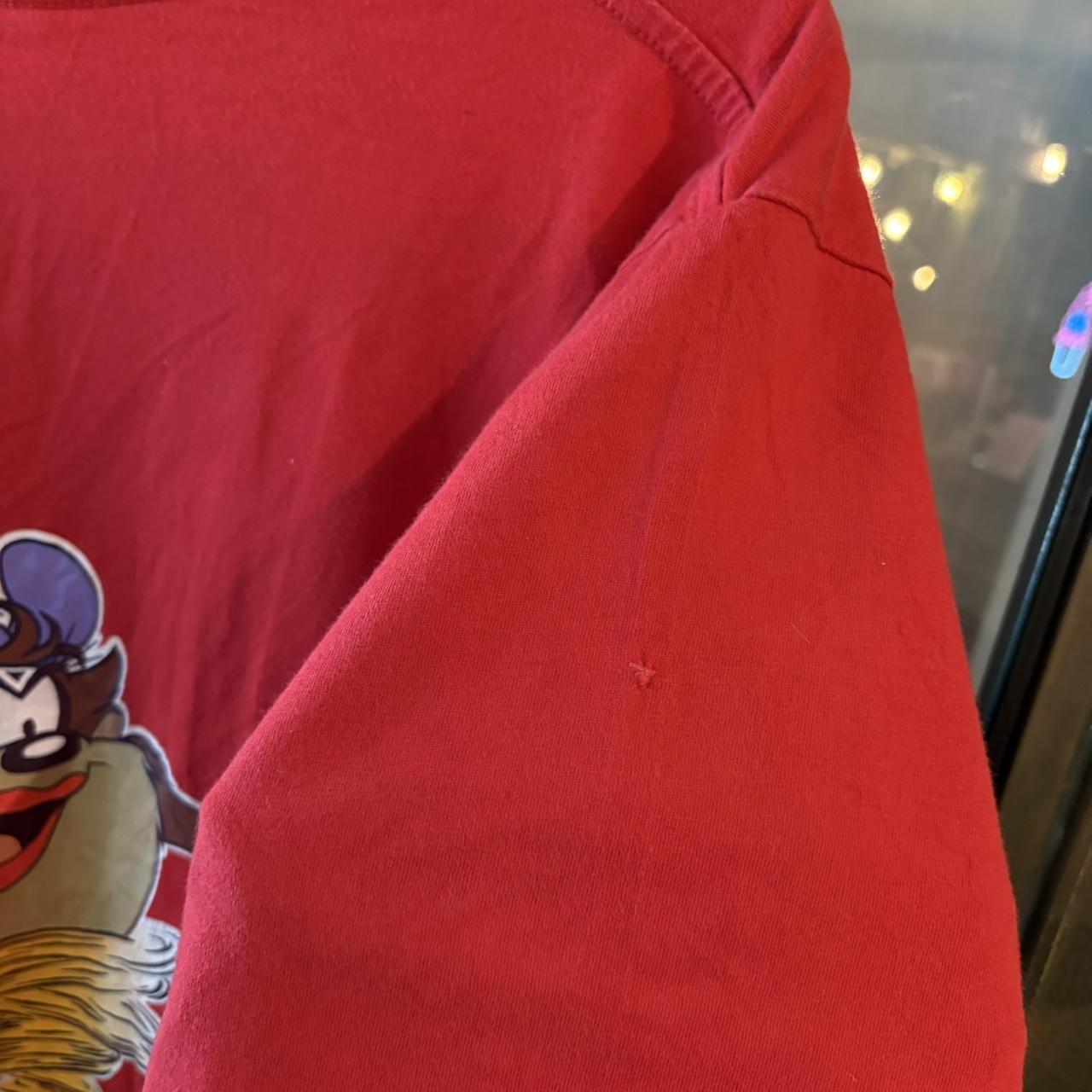 TEE638F - Vintage Retro Essential Red Looney Tunes Taz and Tasmanian She-Devil 'You want me, take a number' Graphic Print V-Neck Top Tee T-shirt #90s #graphic #taz #looneytunes #basic