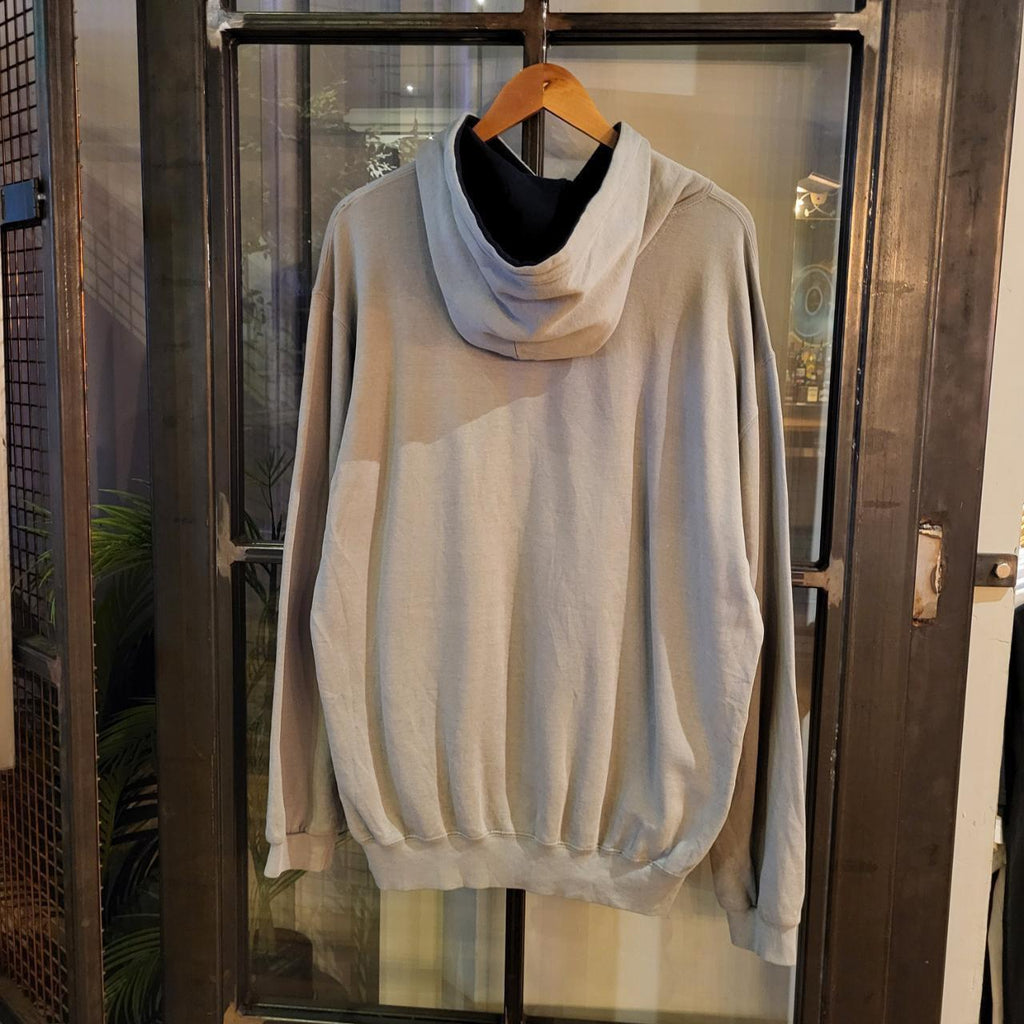 SWT313 - Vintage Retro Essential Champion Grey Stone Hoodie sweatshirt with big spellout centre chest embroidered logo #champion #90s #y2k #skater #casual
