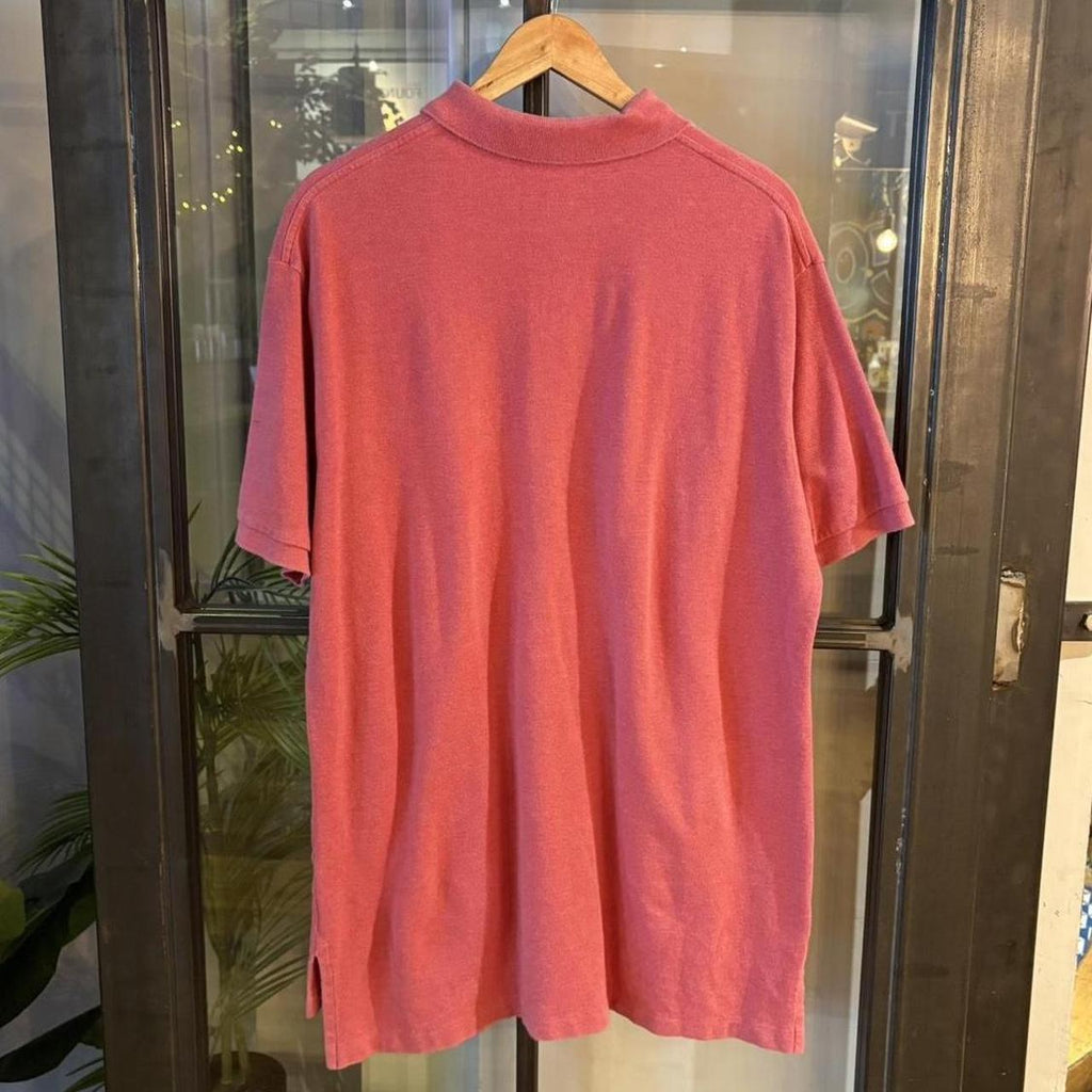 POL343 - Vintage Retro Ralph Lauren Plain Pink Polo Shirt Short Sleeve collared button up top  #Y2K #preppy #chiefkeef #oldmoney #ralphlauren